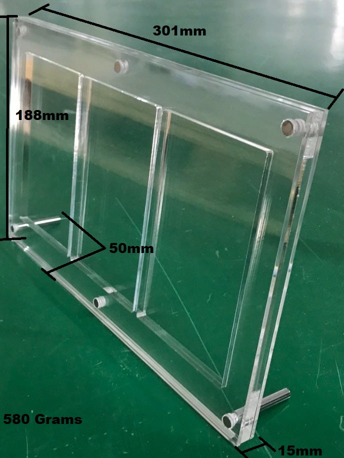 TRIPLE GRADED CARD ACRYLIC DISPLAY FRAME MAGNETIC MODEL FOR PSA, CGC, TCG AND ARK GRADED CARDS