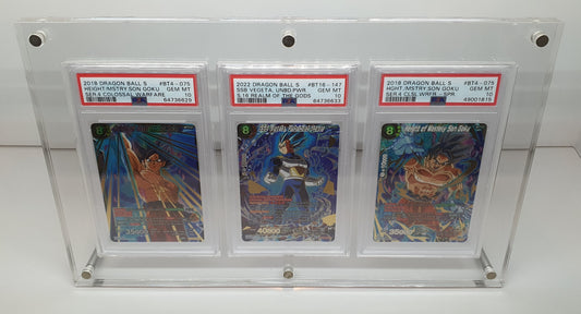 TRIPLE GRADED CARD ACRYLIC DISPLAY FRAME MAGNETIC MODEL FOR PSA, CGC, TCG AND ARK GRADED CARDS