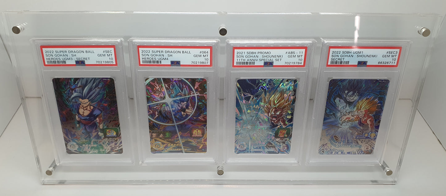 QUAD GRADED CARD ACRYLIC DISPLAY FRAME MAGNETIC MODEL FOR PSA, CGC, TCG AND ARK GRADED CARDS