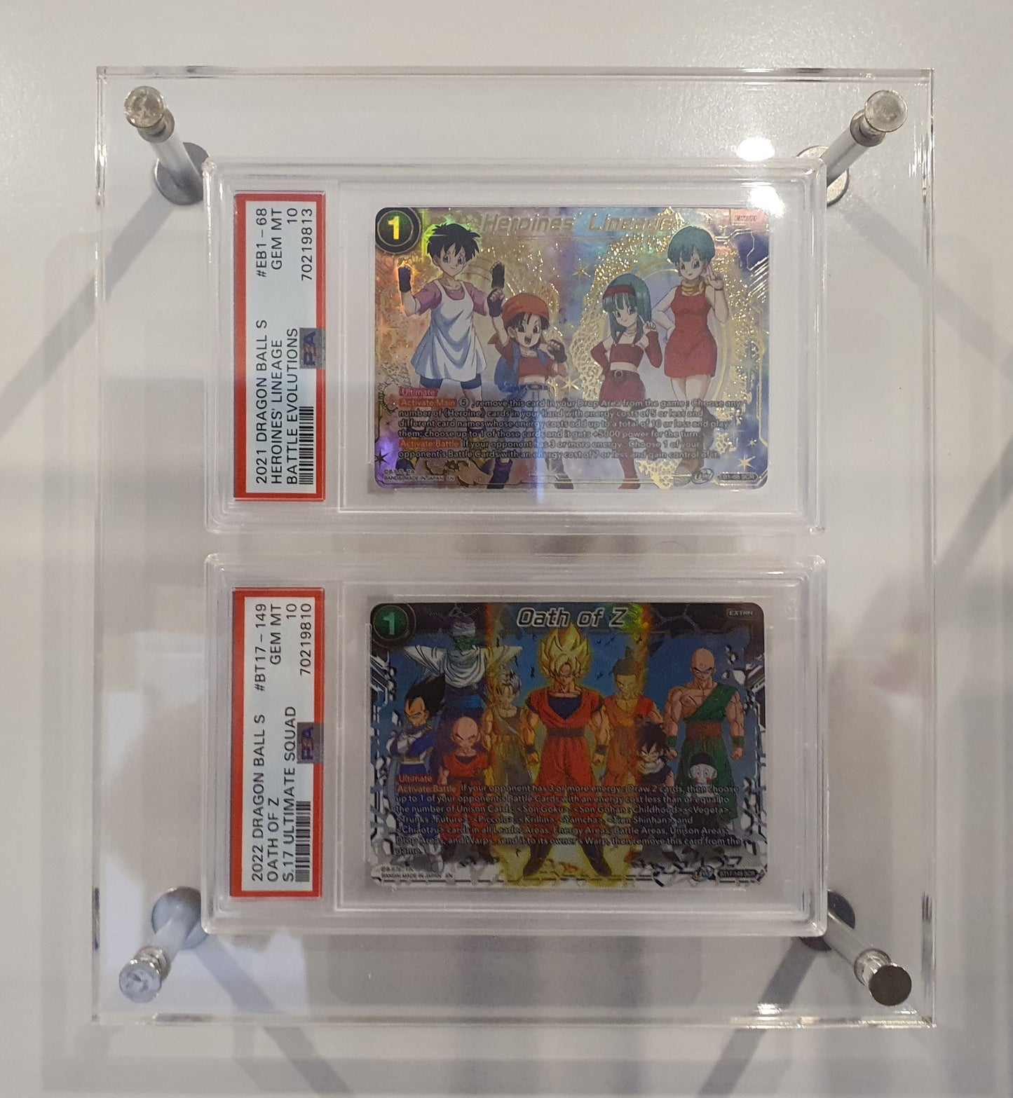 QUAD GRADED CARD ACRYLIC WALL MOUNT DISPLAY FRAME SECURE FIT MODEL FOR PSA, CGC, TCG AND ARK GRADED CARDS