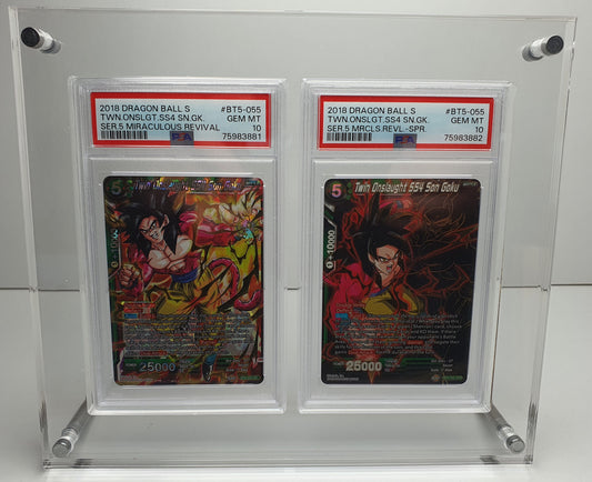 DOUBLE GRADED CARD ACRYLIC DISPLAY FRAME SECURE FIT MODEL FOR PSA, CGC, TCG AND ARK GRADED CARDS