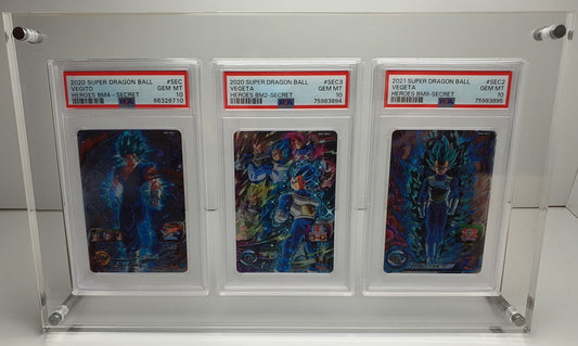 TRIPLE GRADED CARD ACRYLIC DISPLAY FRAME SECURE FIT MODEL FOR PSA, CGC, TCG AND ARK GRADED CARDS